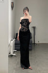 OUDE WAAG lace stitching tube top top OW-23SS-TP01 black